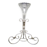 Vase en forme de flûte Art nouveau, en laiton argenté et en verre, Royaume-Uni, début du 20e siècle