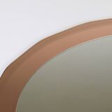 Cristal Arte Pink Oval Rosé Mid-Century Wall Mirror, Italy, 1960s