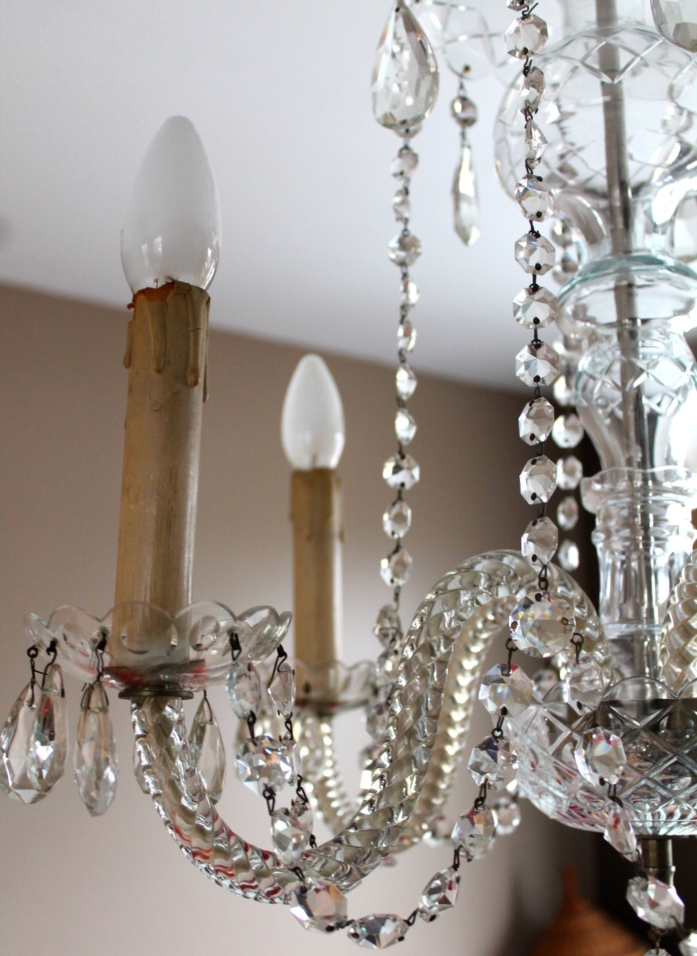 5 lights crystal pendant chandelier from Czechoslovakia