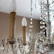 Lustre à pampilles 5 feux en cristal de Tchécoslovaquie