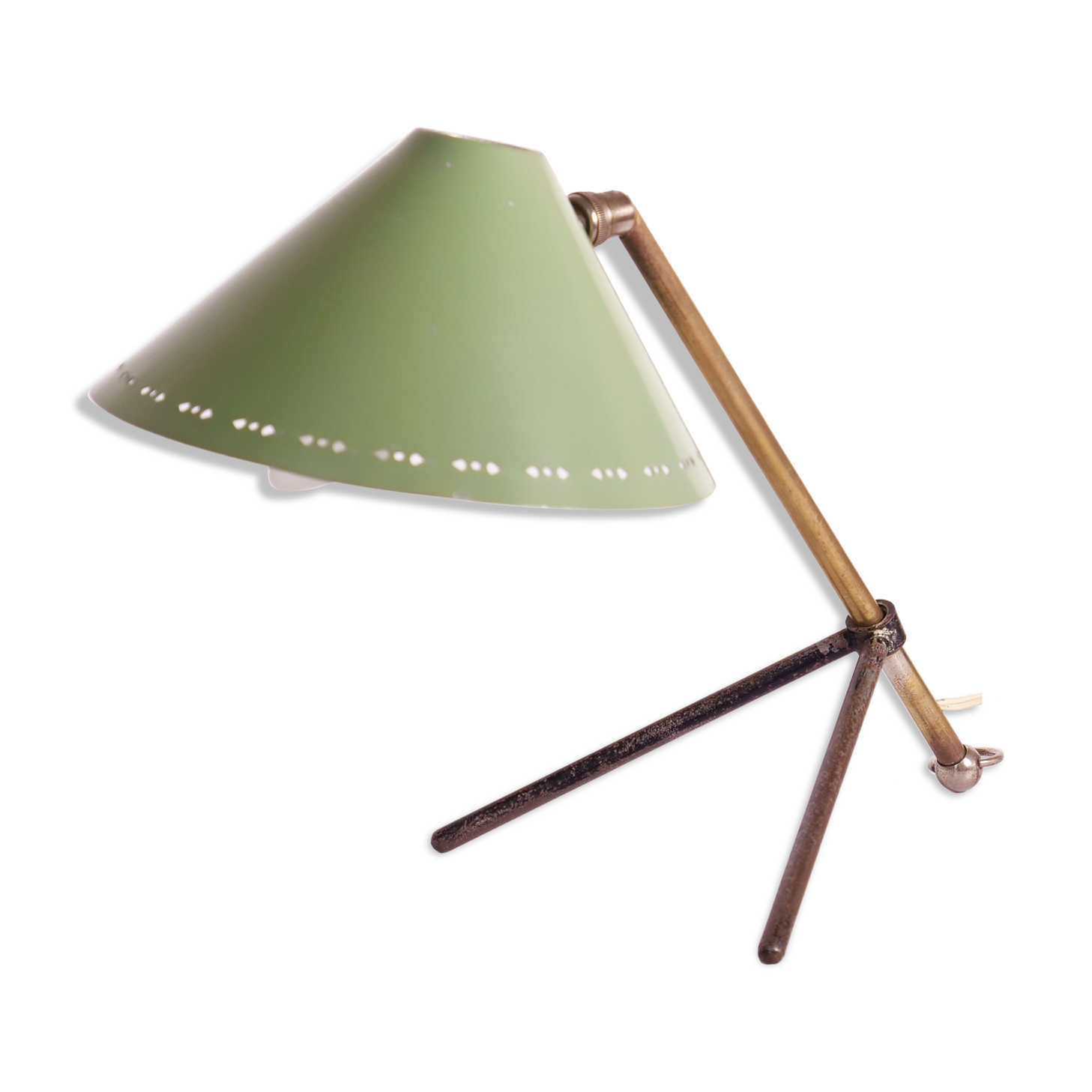 Lampe cocotte pinocchio laiton et acier laqué vert
