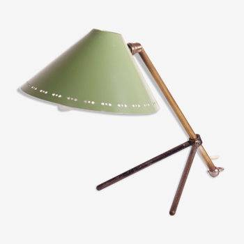 Lampe cocotte pinocchio laiton et acier laqué vert