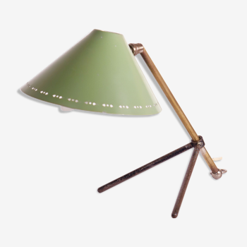 Pinocchio casserole lamp brass and green lacquered steel
