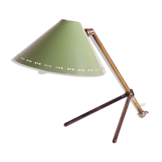 Lampe cocotte pinocchio laiton et acier laqué vert