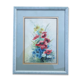 Aquarelle coquelicots, bleuets et maguerites