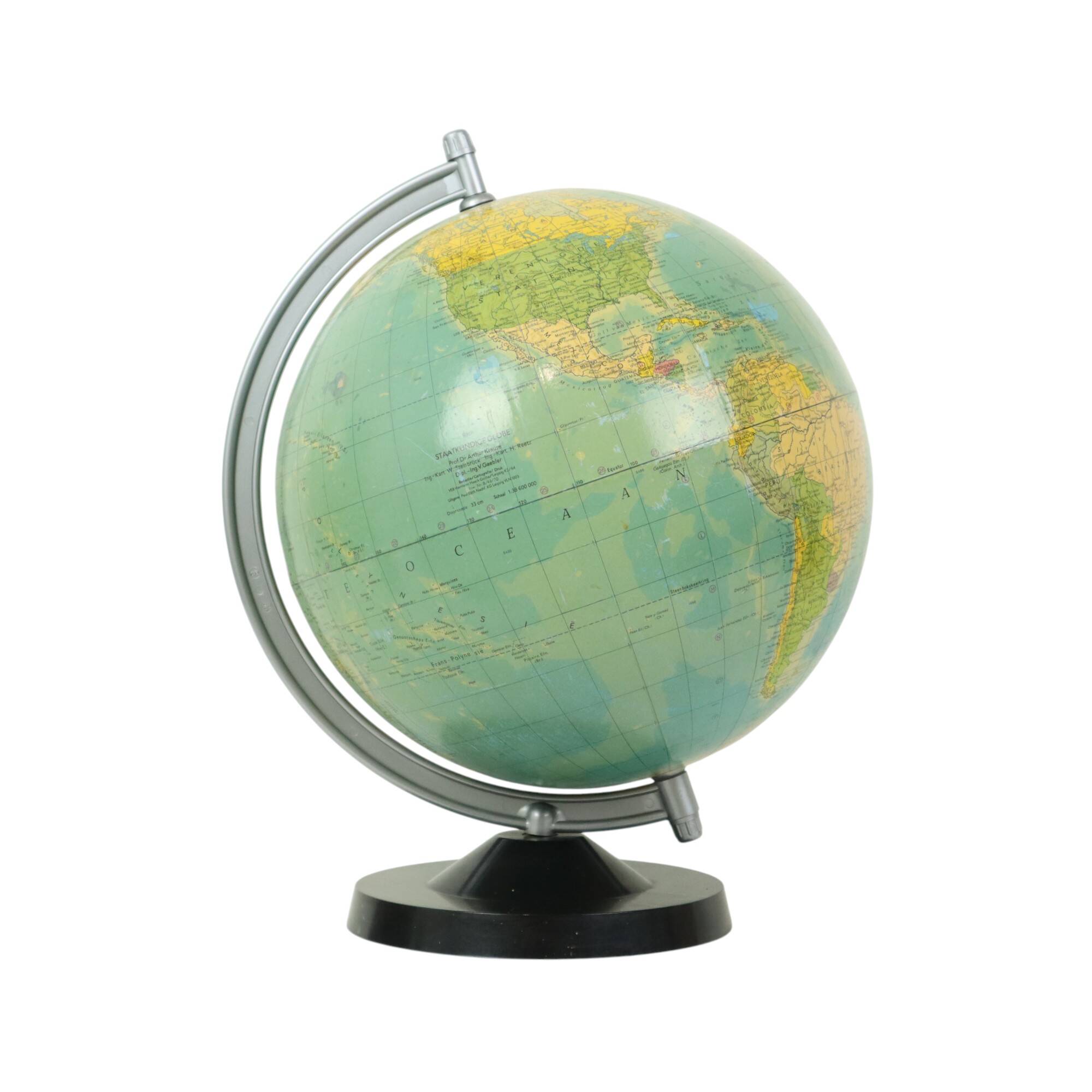 Large Vintage World Globe Political Globe Räth 33cm