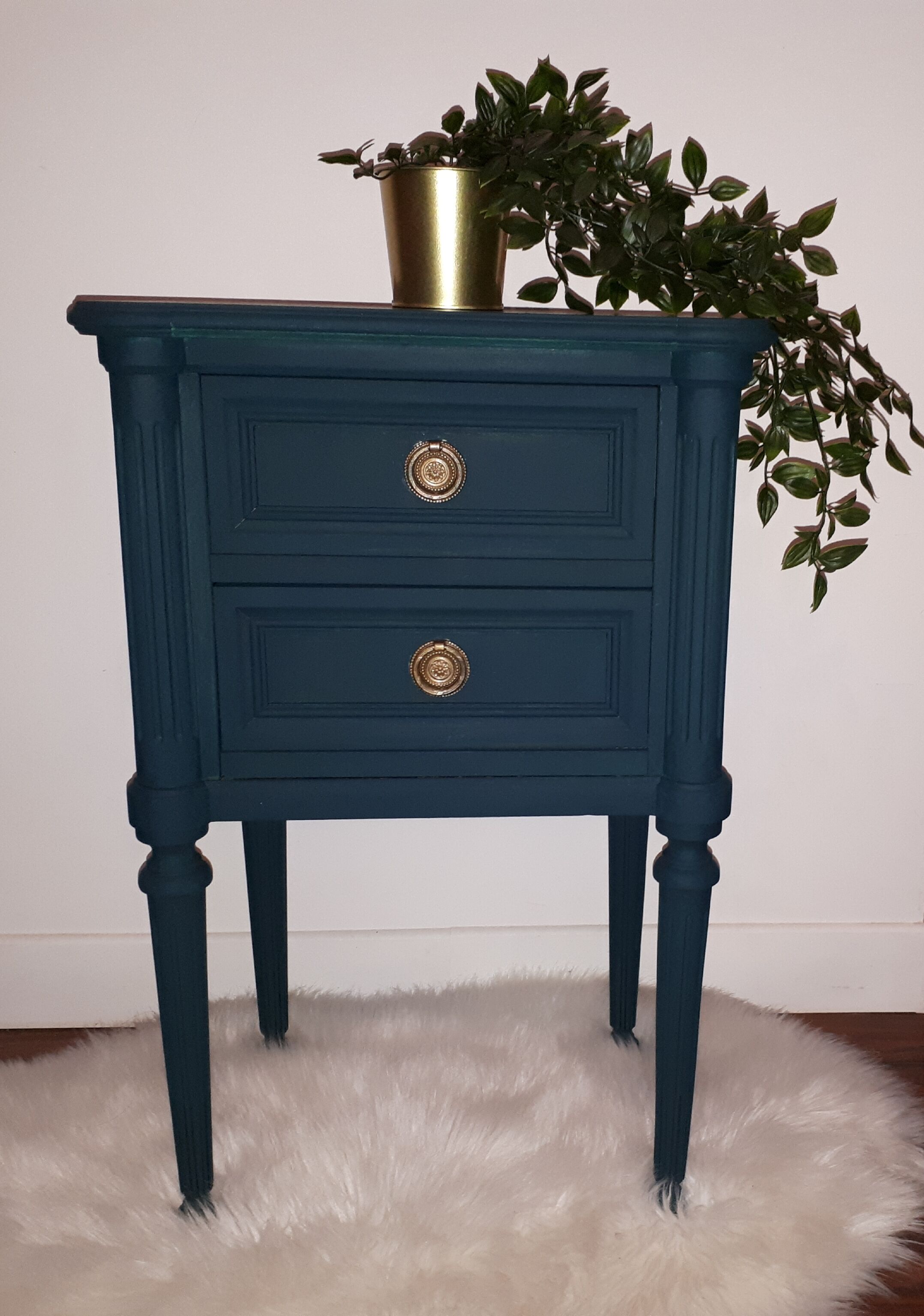 Blue bedside table