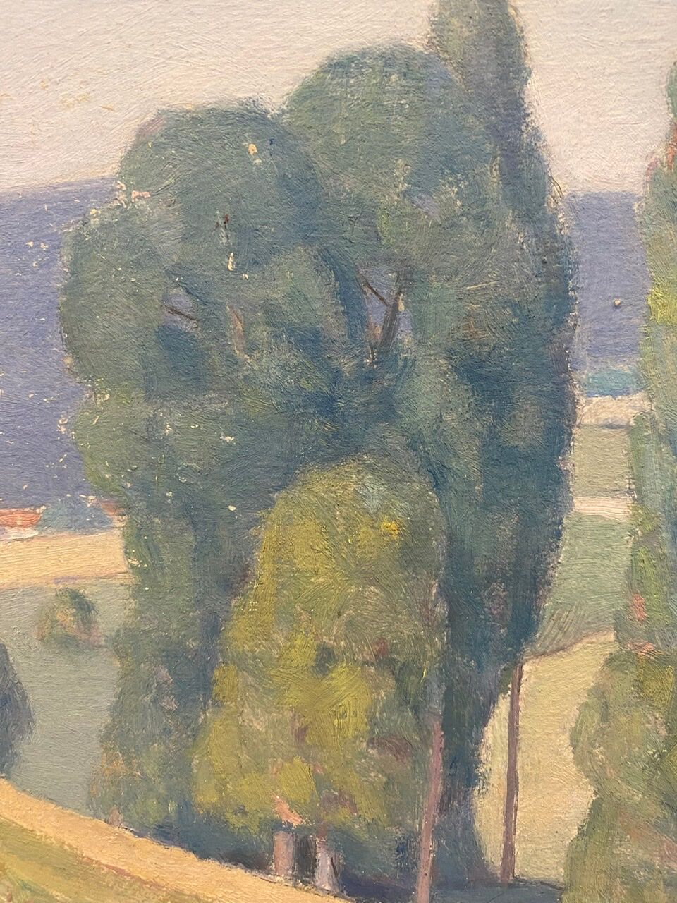 Tableau ancien, paysage Monts du Lyonnais daté 1948 et signé