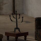Brutalist Scandinavian candlestick in wrought iron and metal from the mid-20th century.