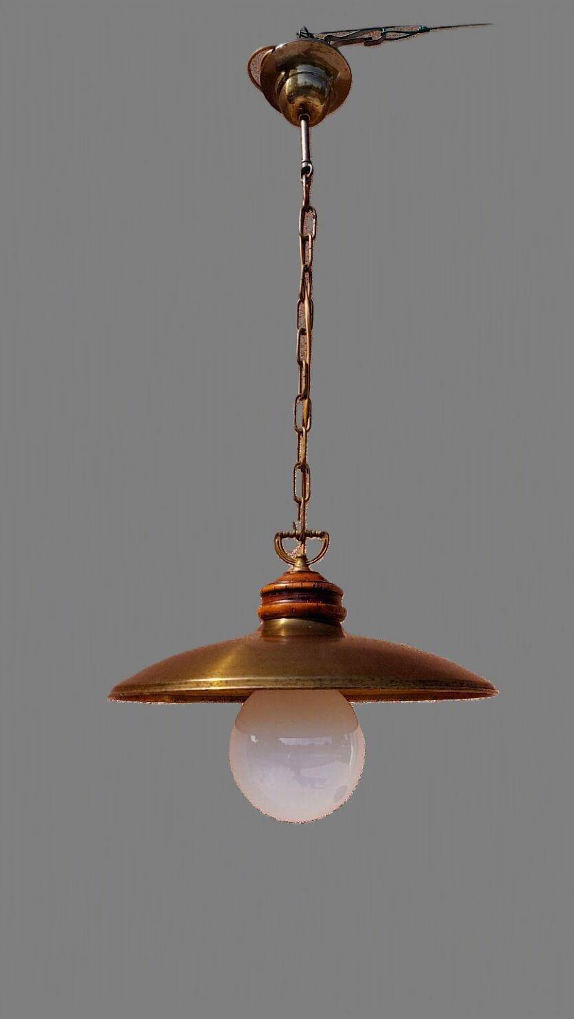 Vintage style suspension Marine & Bistrot in patinated brass – 1960s/70s