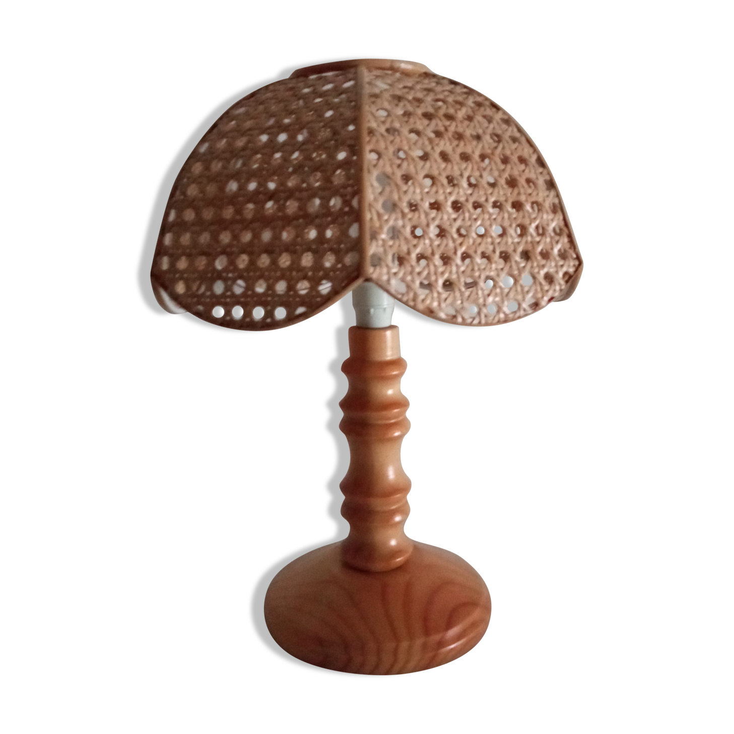 Wooden bedside lamp and cannage
