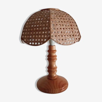 Wooden bedside lamp and cannage