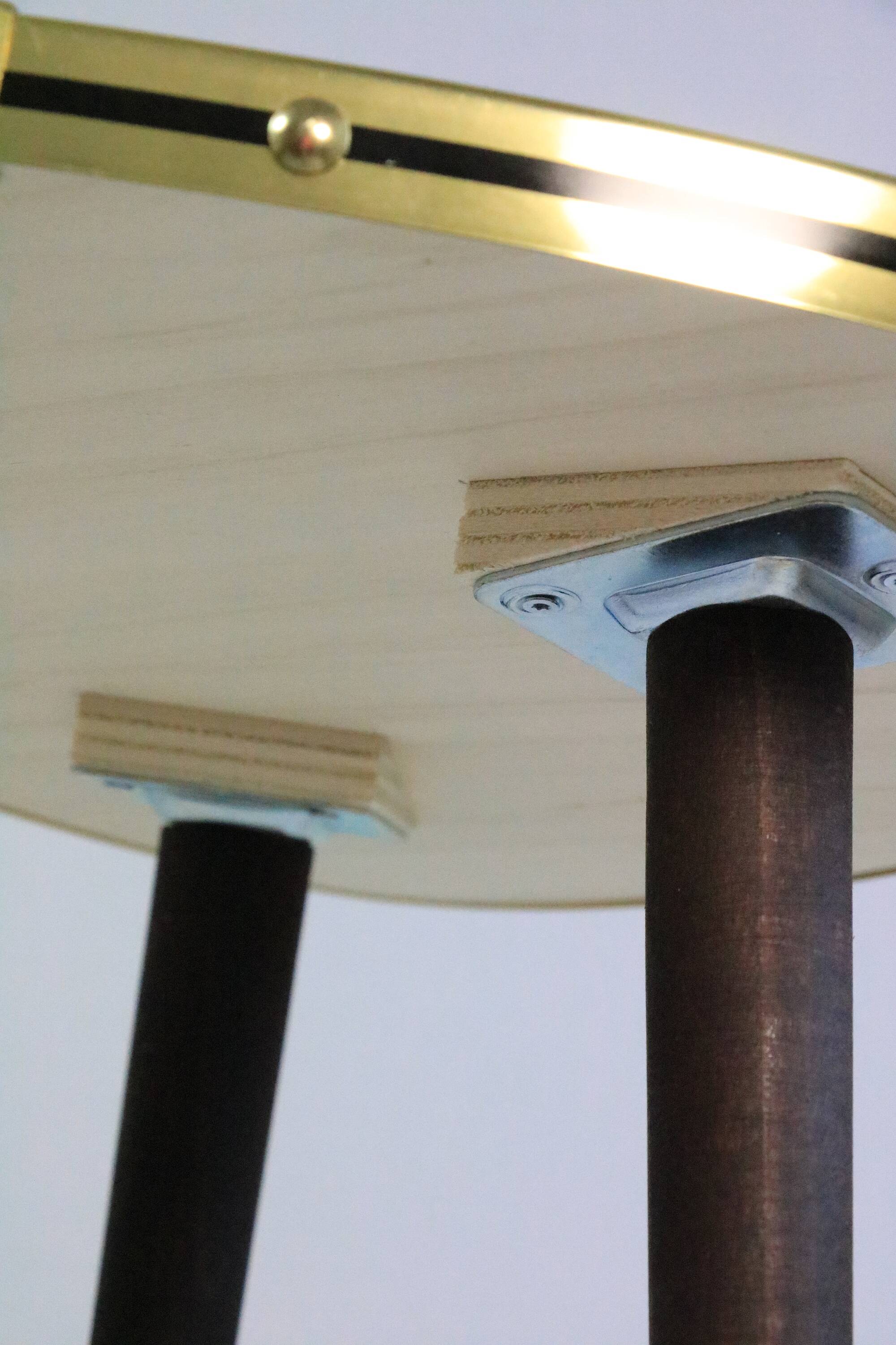 4 x side table retro, kidney shaped L, triangular high, black/white