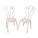 Pair of years 40-50 white metal garden chairs