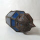 Lanterne orientale électrifiable verre bleu ciselé vintage 44cm