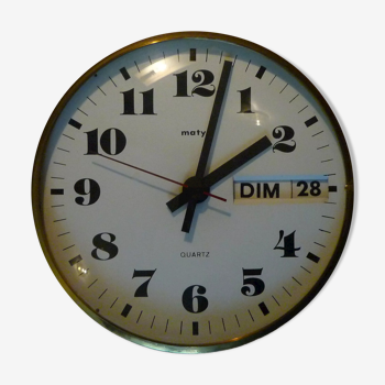 MATY wall clock with date, vintage 60s, exceptional condition.