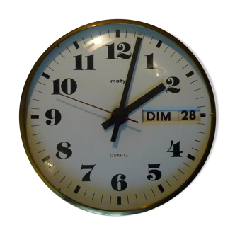 MATY wall clock with date, vintage 60s, exceptional condition.