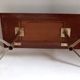 Vintage coffee table from the 1950s in mahogany and metal, with a tabletop width of 110 cm.