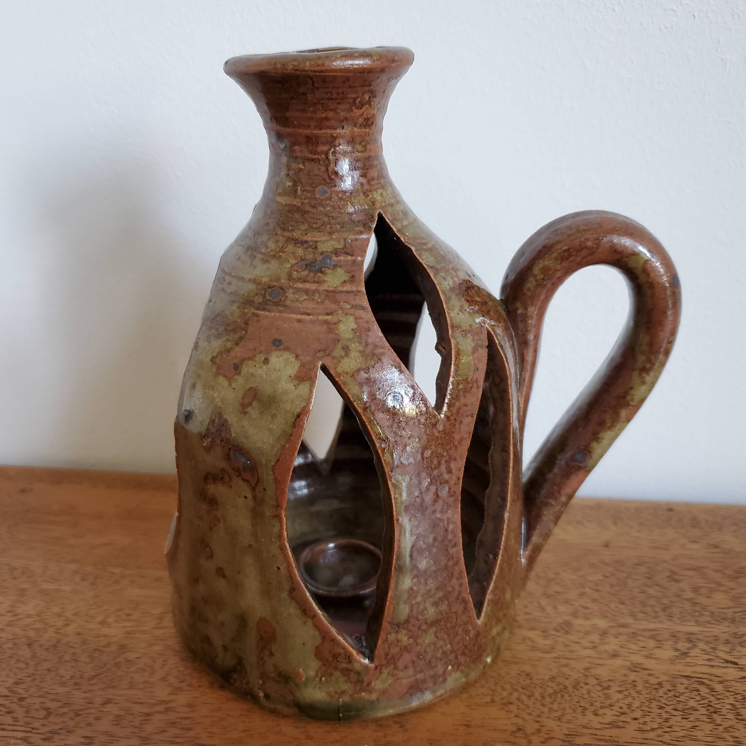 Pyrite sandstone candle holder