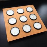 Vintage Danish 9 Candle Wooden Candle Holder