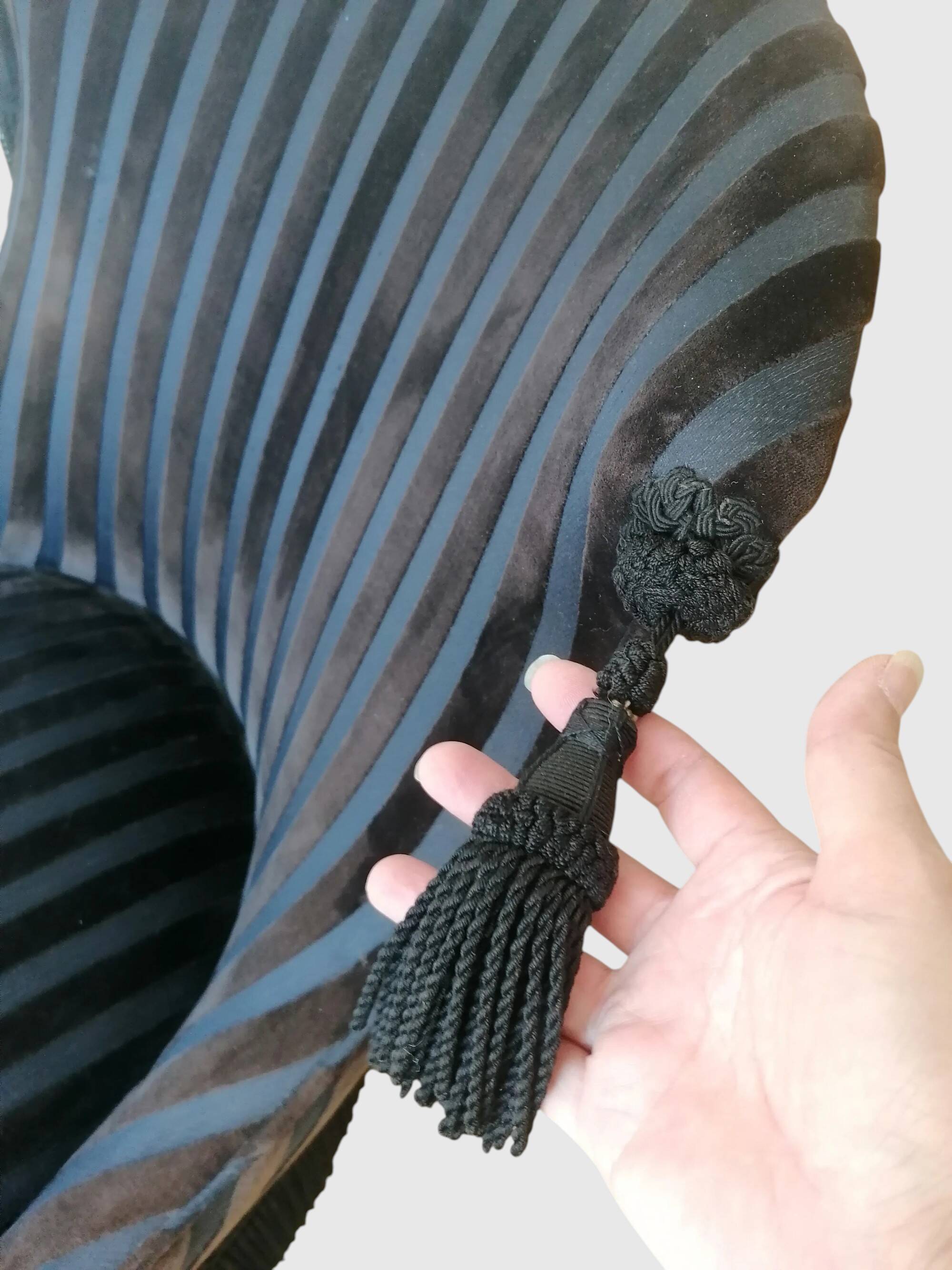 Striped black velvet armchair creation Paris