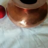 Ball vase with flared hammered copper collar