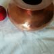 Ball vase with flared hammered copper collar