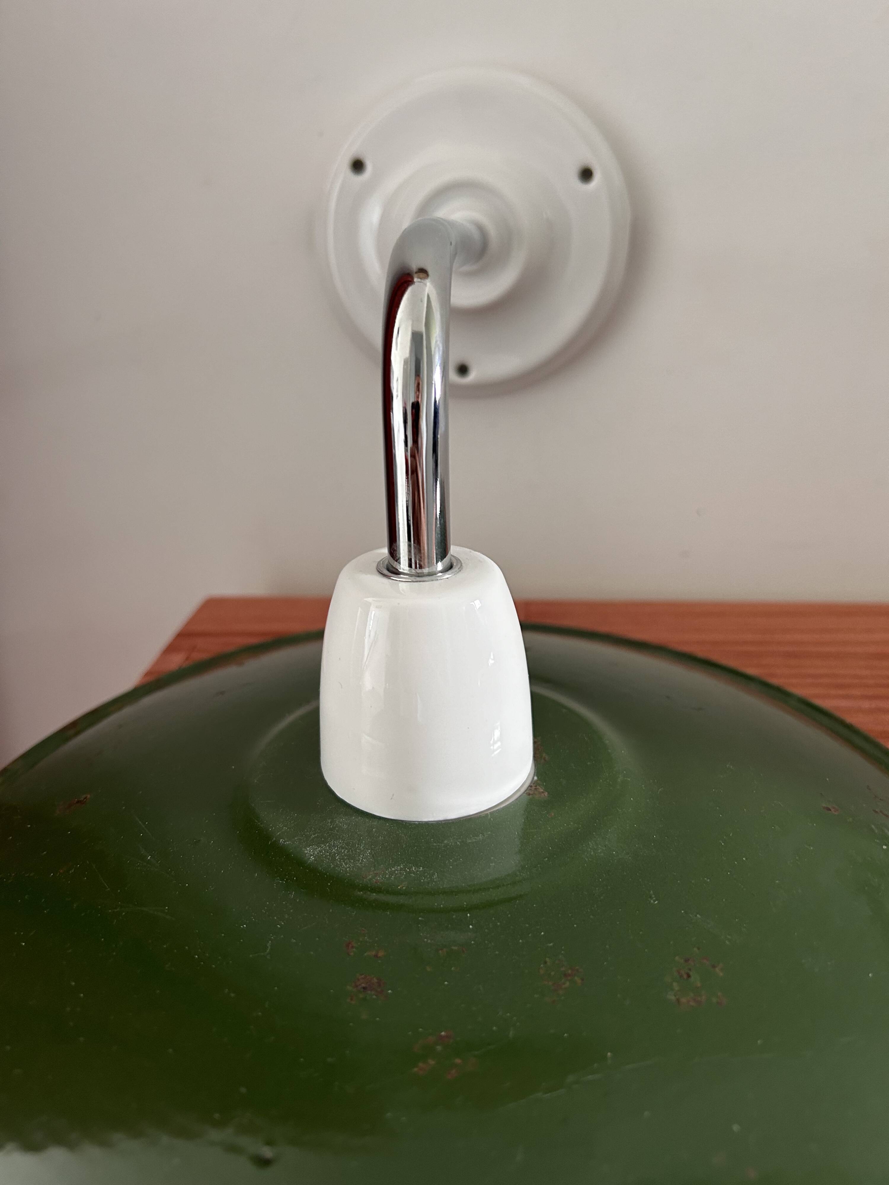 Pair of wall lights in green enameled sheet metal