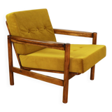Wooden armchair designed by Z. Baczyk brown vintage yellow-olive