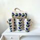 4 mugs stoneware flower decoration