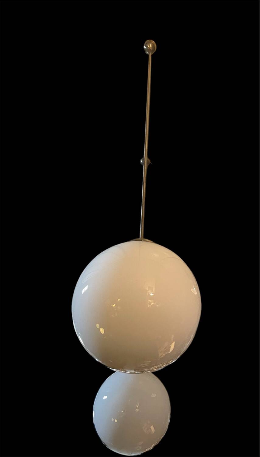 two xxl vintage opaline ball suspension