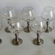 Series of eight crystal wine glasses with tin foot 95° 350 ml