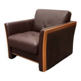 Fauteuil club bois et cuir