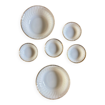 Set of vintage Fire King ramekins and bowls.
