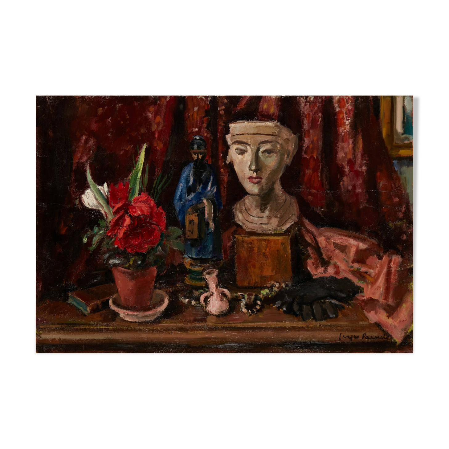 Still Life with Chinese and Egyptian Mask - Georges Pacouil