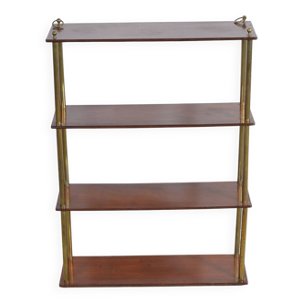 Etagère à poser en bois et laiton