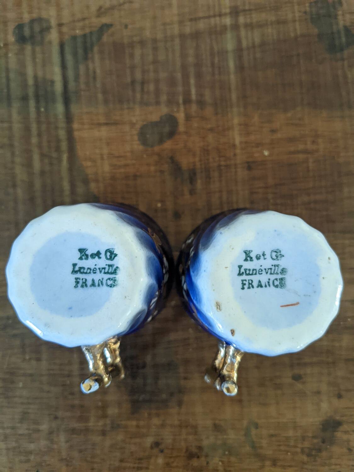 Two Luneville coffee cups