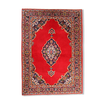 Traditional red wool persian rug hand made oriental medallion carpet- 121x182
