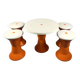 Ensemble tabourets et table Space Age – Plastique orange et blanc, style italien vintage