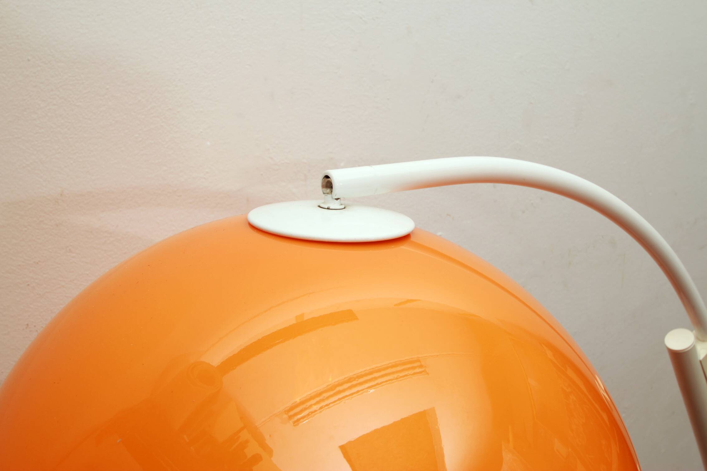 1970s floor lamp /arc lamp i white and orange
