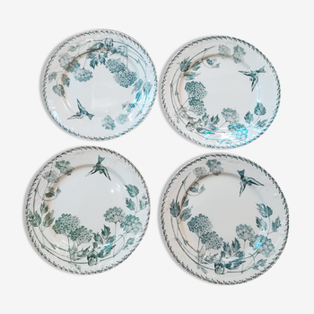 Series of 4 flat plates Terre de fer Creil et Montereau