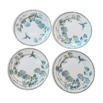 Série de 4 assiettes plates Terre de fer Creil et Montereau