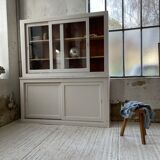 Library showcase ivory white sliding doors