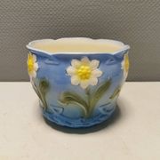 Very beautiful flower pot in soft blue and white color with floral motifs.