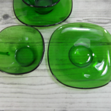 Set of 4 cups and saucers in Vereco green glass