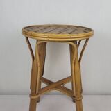 Vintage 1970s rattan stool / pedestal table