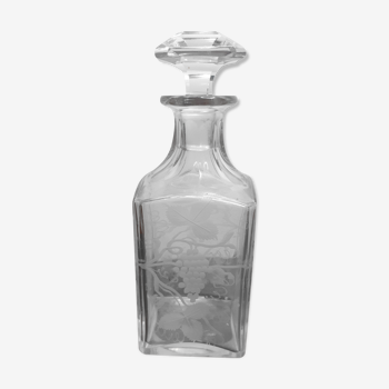 Carafe à liqueur en verre  ciselé, vintage, années 50