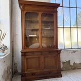 Old XL Napoleonic oak glass bookcase, 19th century