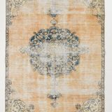 Vintage Mustard & Blue Oriental Pattern Rug, 157x254Cm