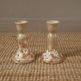 Pair of handcrafted porcelain ceramic candelabra candlesticks